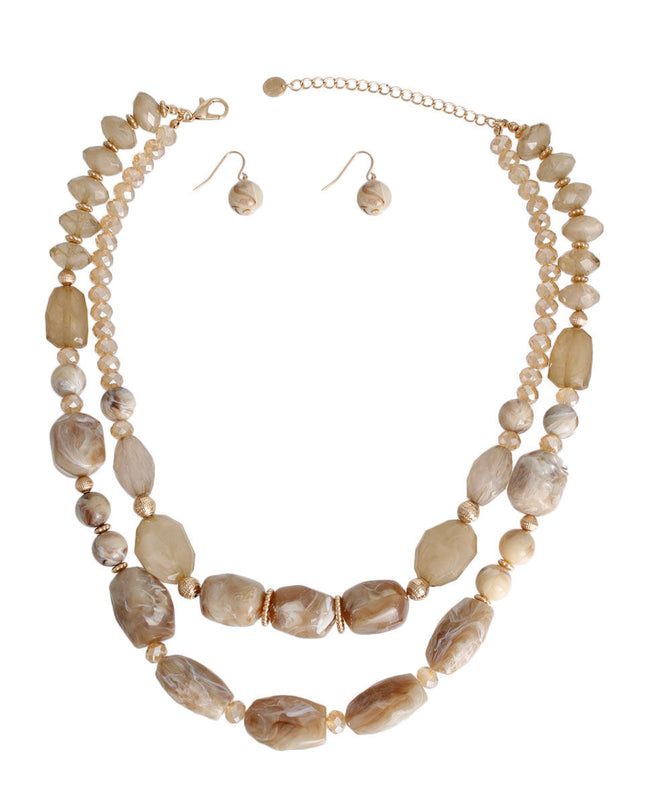 Light Brown Marbled Bead Set