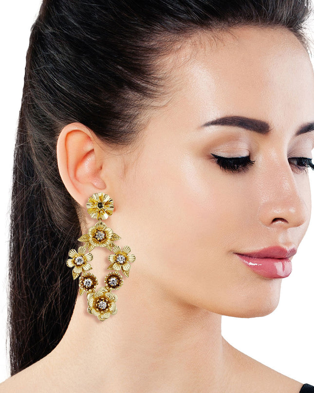 Vintage Gold Metal Flower Earrings