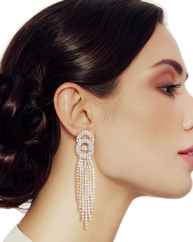 Gold Double Circle Fringe Earrings