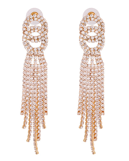 Gold Double Circle Fringe Earrings