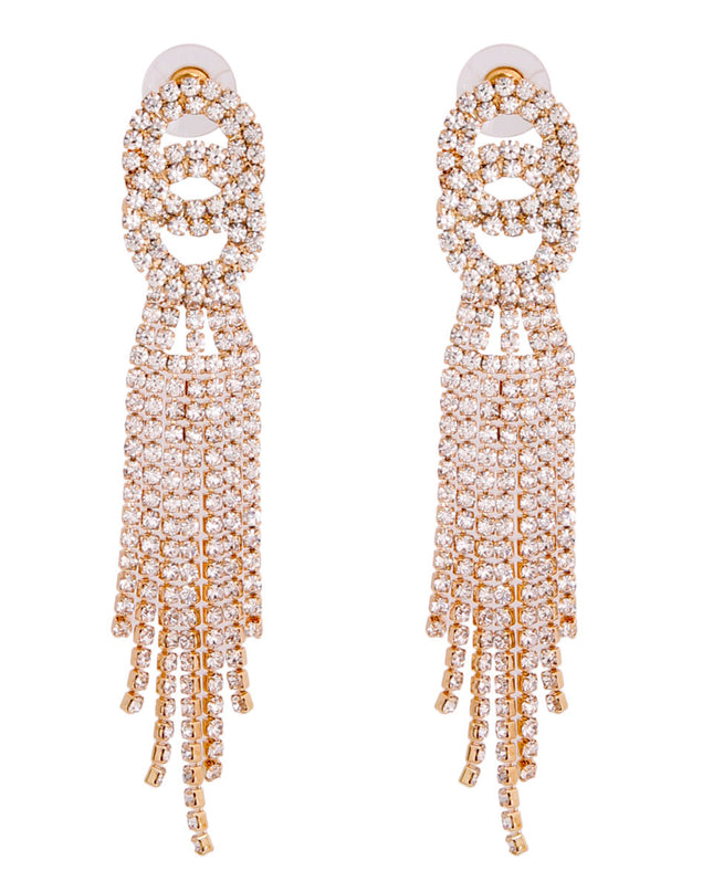 Gold Double Circle Fringe Earrings