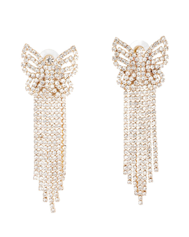 Gold Elegant Butterfly Fringe Earrings