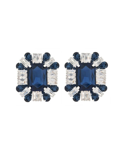 Navy Rectangle CZ Studs