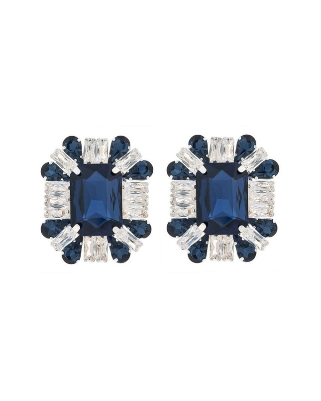Navy Rectangle CZ Studs