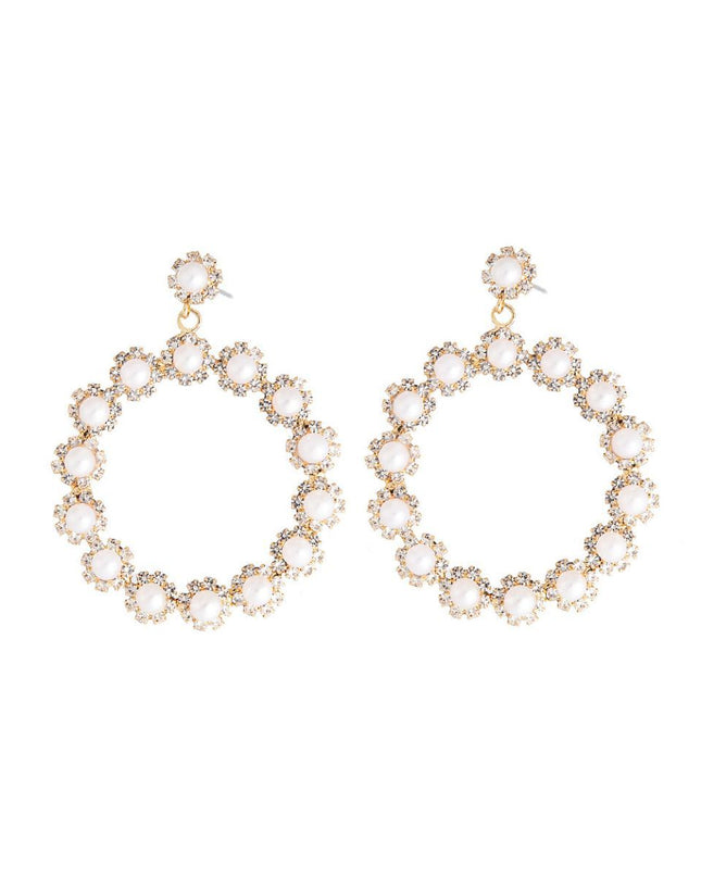 45mm Pearl Gold Round Earrings
