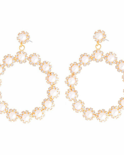 45mm Pearl Gold Round Earrings