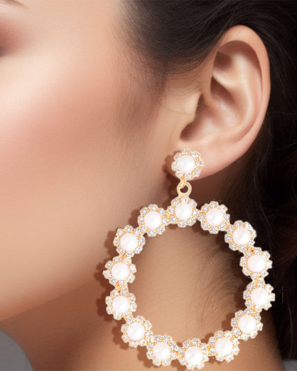 45mm Pearl Gold Round Earrings