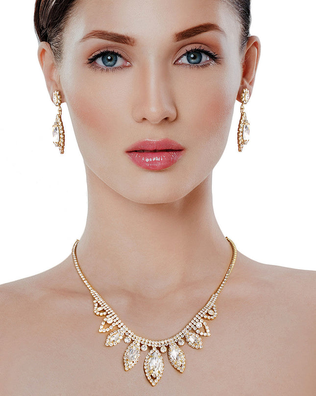 Gold Marquise Crystal Silver Set