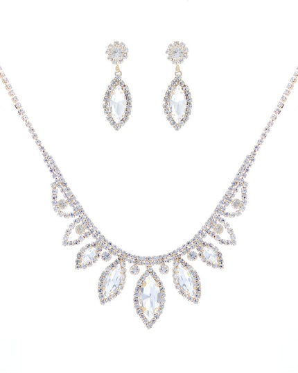 Gold Marquise Crystal Silver Set