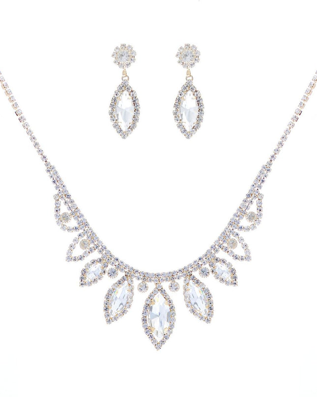 Gold Marquise Crystal Silver Set
