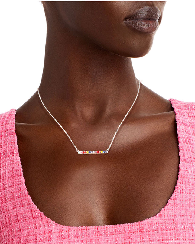 Rainbow Bar Silver Chain Necklace