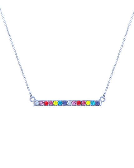 Rainbow Bar Silver Chain Necklace