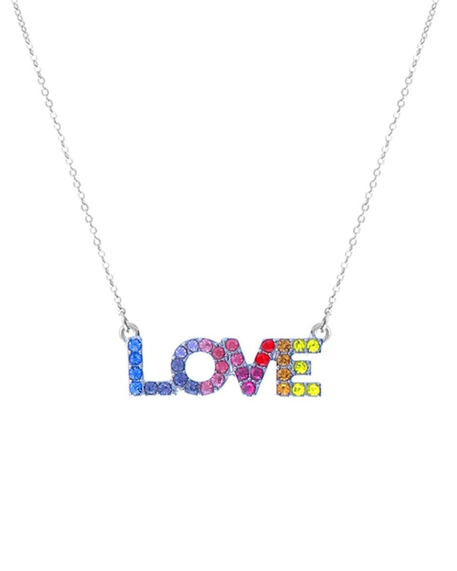 Rainbow Love Silver Chain Necklace