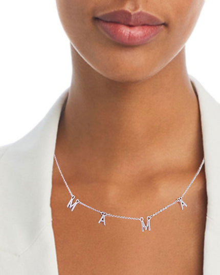 Silver MAMA Station Necklace