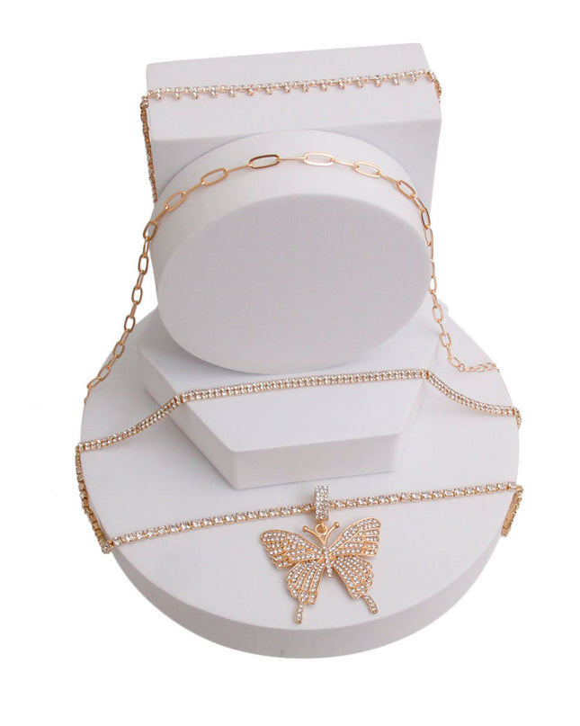 Gold 4 Pcs Butterfly Choker Set