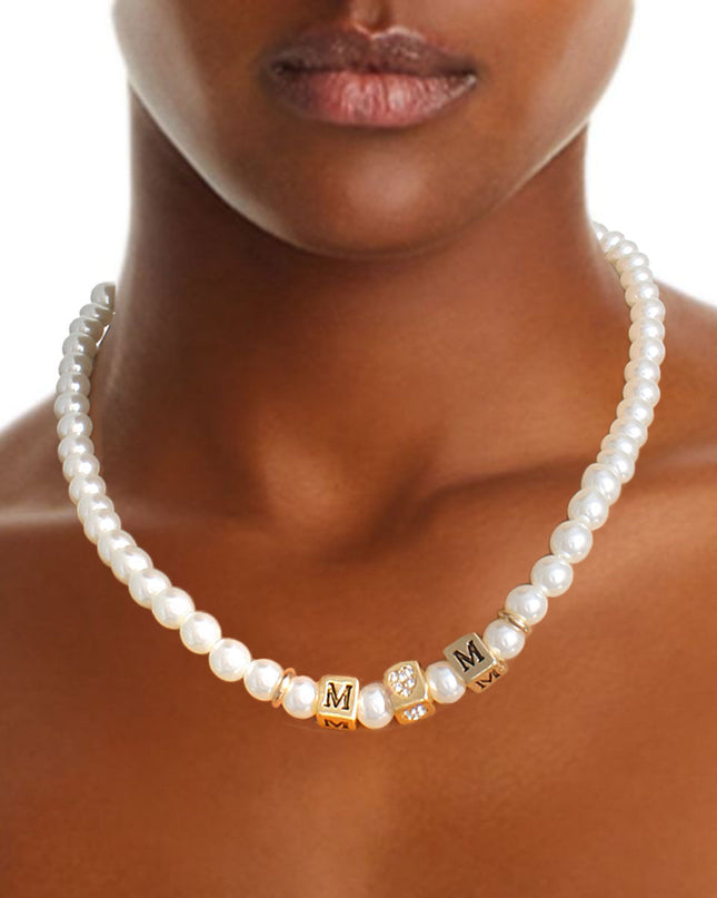 Cream Pearl Gold MOM Necklace