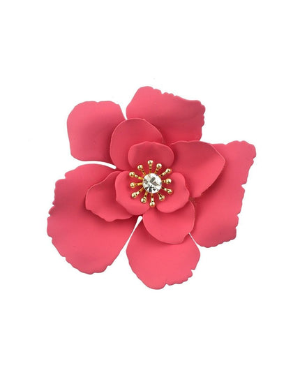 Dark Pink Coated Metal Flower Brooch