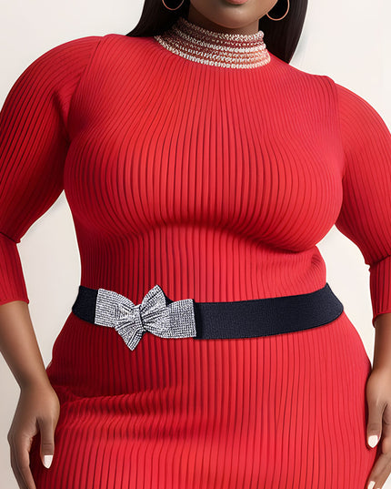 Double Bow Rhinestone Stretch Belt