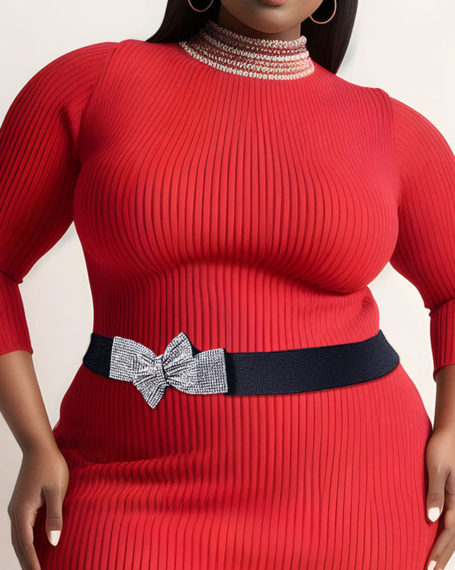 Double Bow Rhinestone Stretch Belt