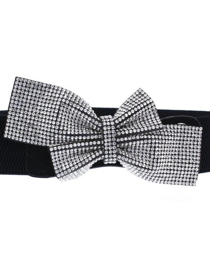 Double Bow Rhinestone Stretch Belt