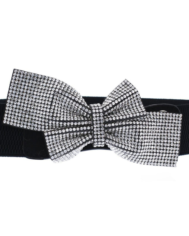 Double Bow Rhinestone Stretch Belt