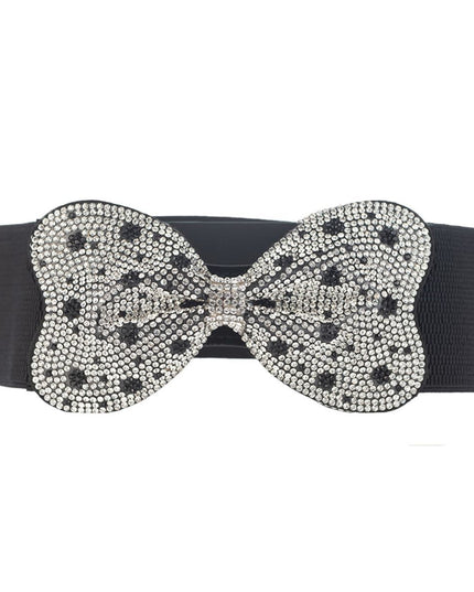 Dotted Bowknot Rhinestone Stretch Belt