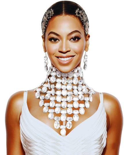 Opulent Jeweled Silver Pointed Bib Set
