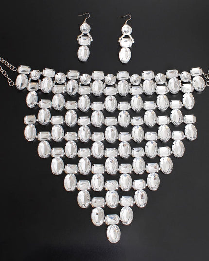 Opulent Jeweled Silver Pointed Bib Set