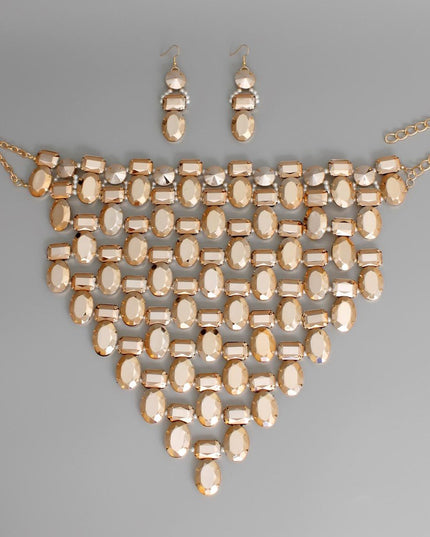 Opulent Jeweled Gold Pointed Bib Set