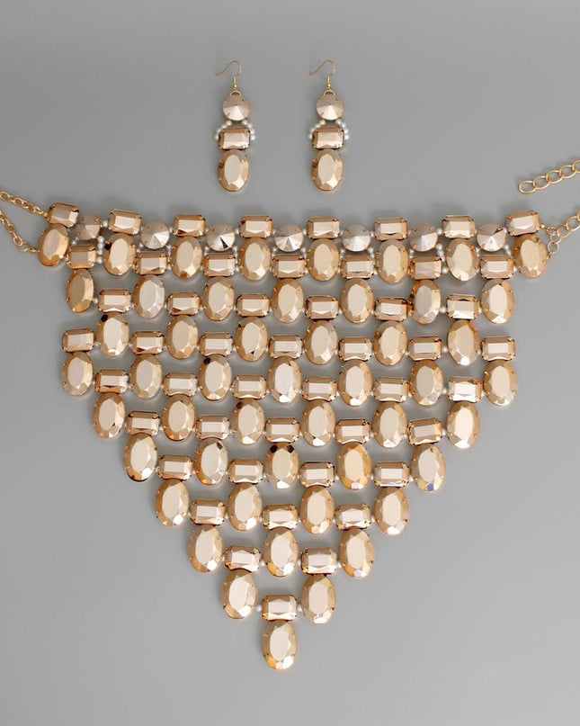 Opulent Jeweled Gold Pointed Bib Set