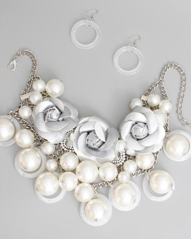 Radiant Silver Rose Pearl Ensemble