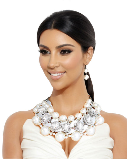 Silver Opulence Pearl Choker Ensemble