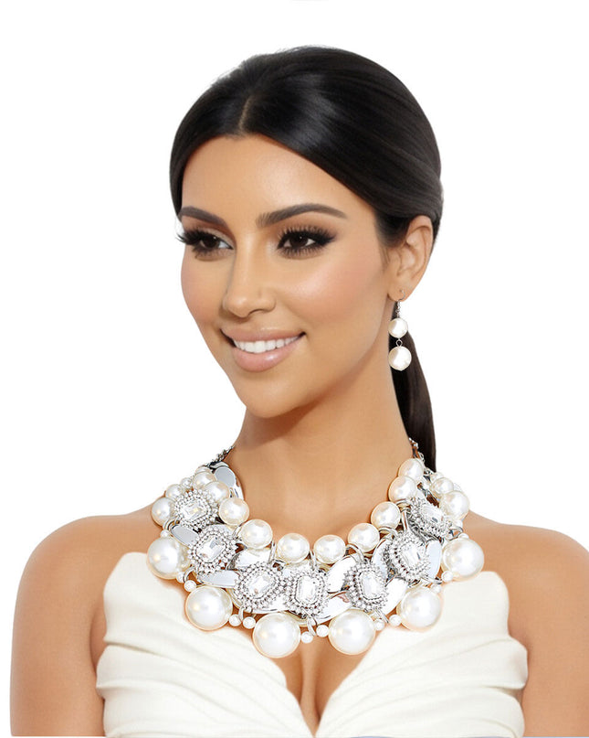 Silver Opulence Pearl Choker Ensemble