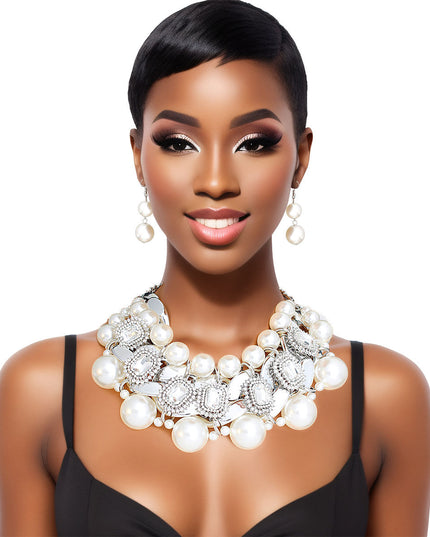 Silver Opulence Pearl Choker Ensemble