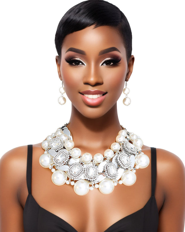 Silver Opulence Pearl Choker Ensemble