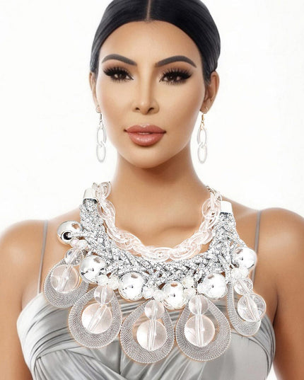 Dazzling Silver Teardrop Cascade Ensemble