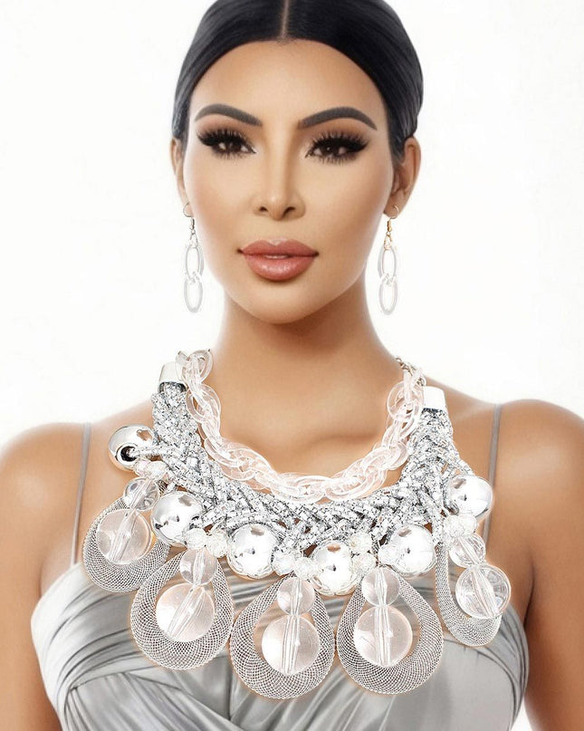 Dazzling Silver Teardrop Cascade Ensemble