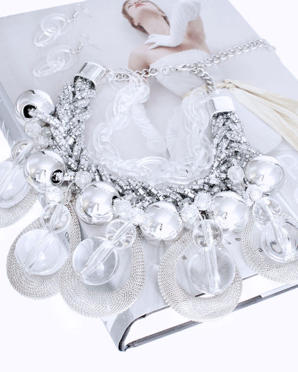 Dazzling Silver Teardrop Cascade Ensemble