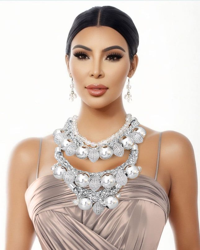 Sparkling Silver Crystal Braid Ensemble