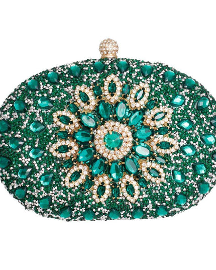 Clutch Green Crystal Hard Case Clutch for Women