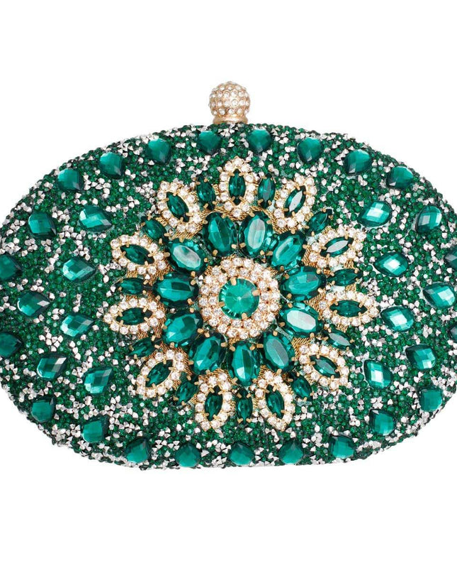 Clutch Green Crystal Hard Case Clutch for Women