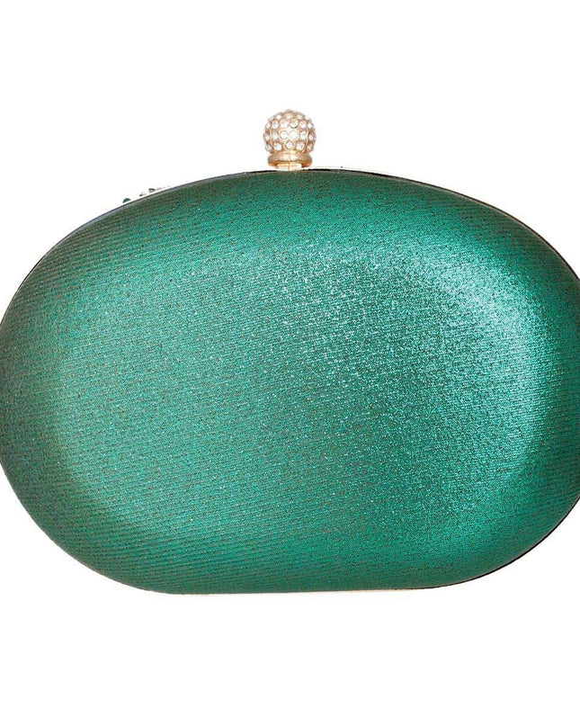Clutch Green Crystal Hard Case Clutch for Women