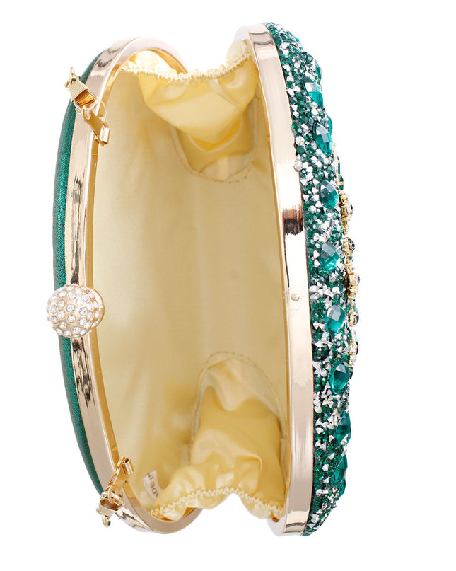 Clutch Green Crystal Hard Case Clutch for Women