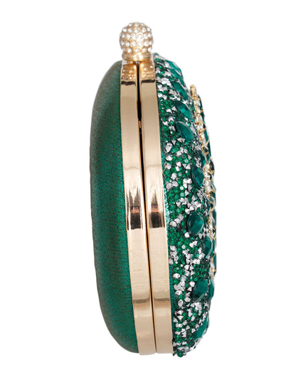 Clutch Green Crystal Hard Case Clutch for Women
