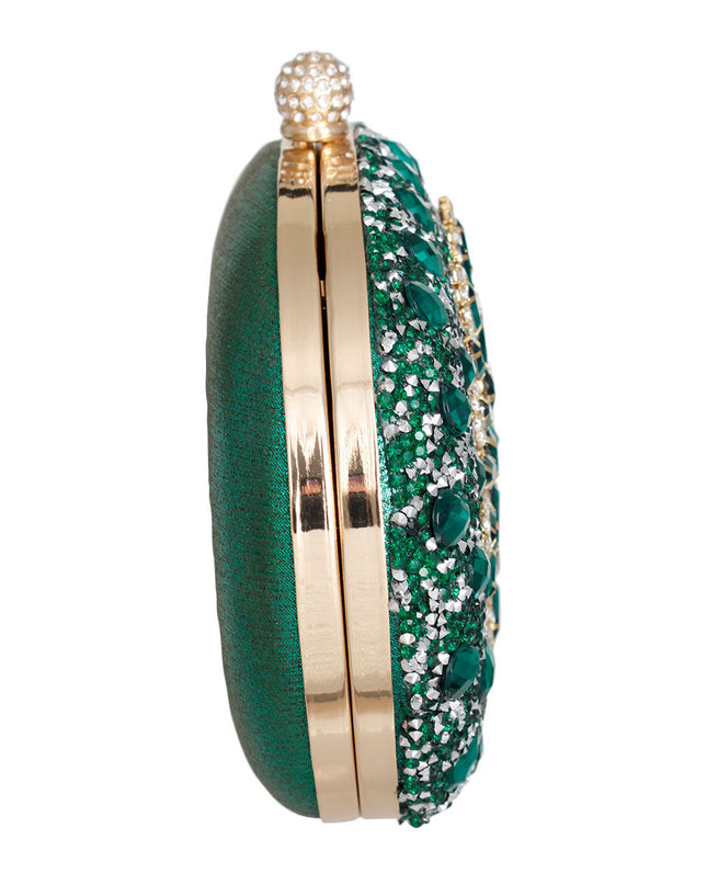 Clutch Green Crystal Hard Case Clutch for Women