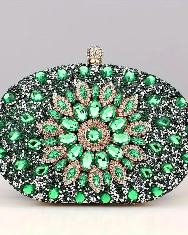 Clutch Green Crystal Hard Case Clutch for Women