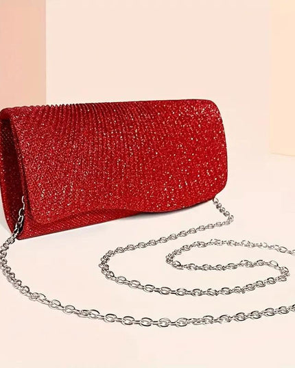 Clutch Red Ruched Evening Bag for Women
