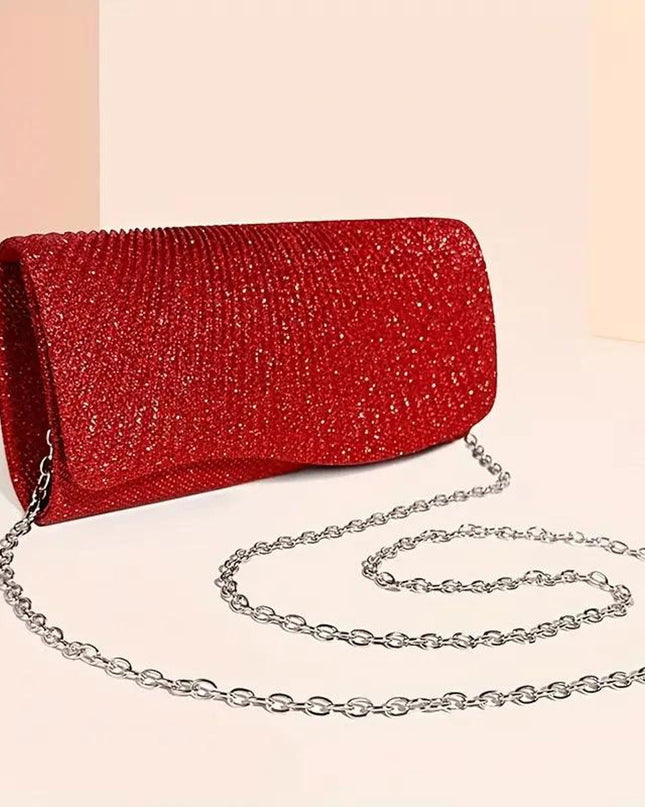 Clutch Red Ruched Evening Bag for Women