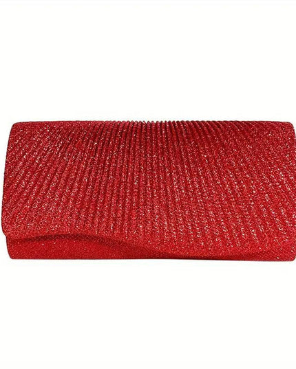 Clutch Red Ruched Evening Bag for Women