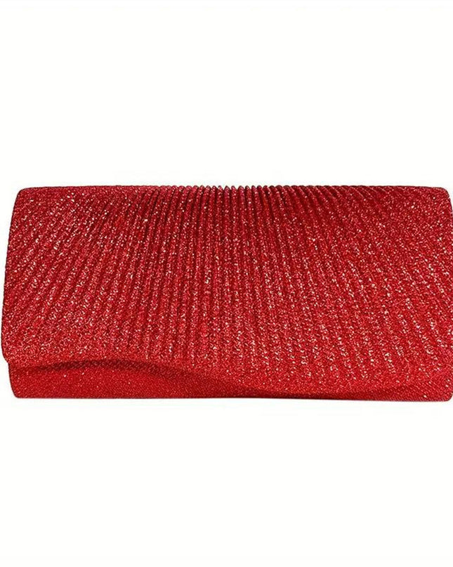 Clutch Red Ruched Evening Bag for Women